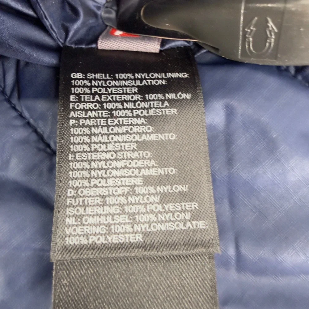 North Face Summit Series Large Mens Puffer Jacket Blue Insulated Full Zip FLAW